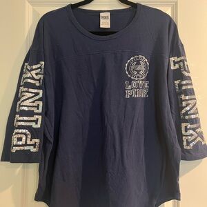 PINK Victoria's Secret Navy Blue Tee Sz L